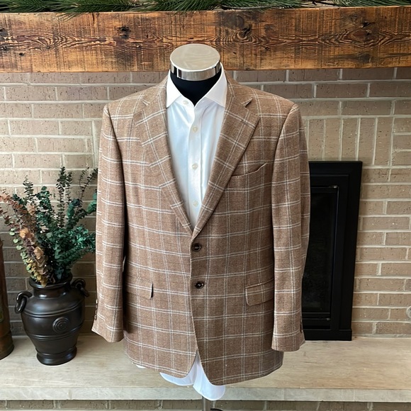 Ermenegildo Zegna Other - Ermenegildo Zegna mens 42R brown plaid 100% CASHMERE 2-button sport coat EUC